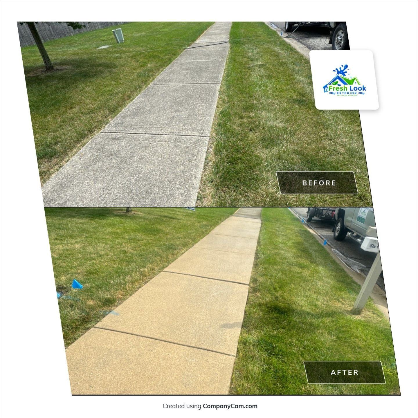 Anderson walkway before and after cleaning, photographed from the same position